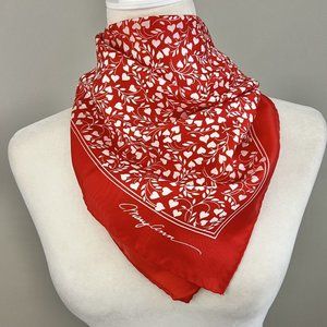 Vintage Mary Ann Acetate Red Scarf w/ White Hearts Hallmark